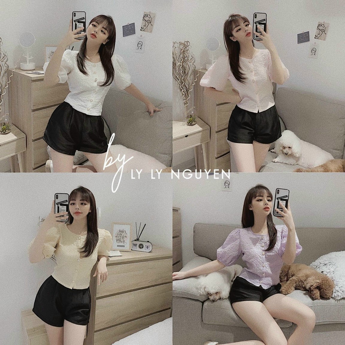 Áo Kiểu Xốp Cổ Tròn Hot Trend Tay Phồng Gài Nút Tiểu Thư TTKXA0030