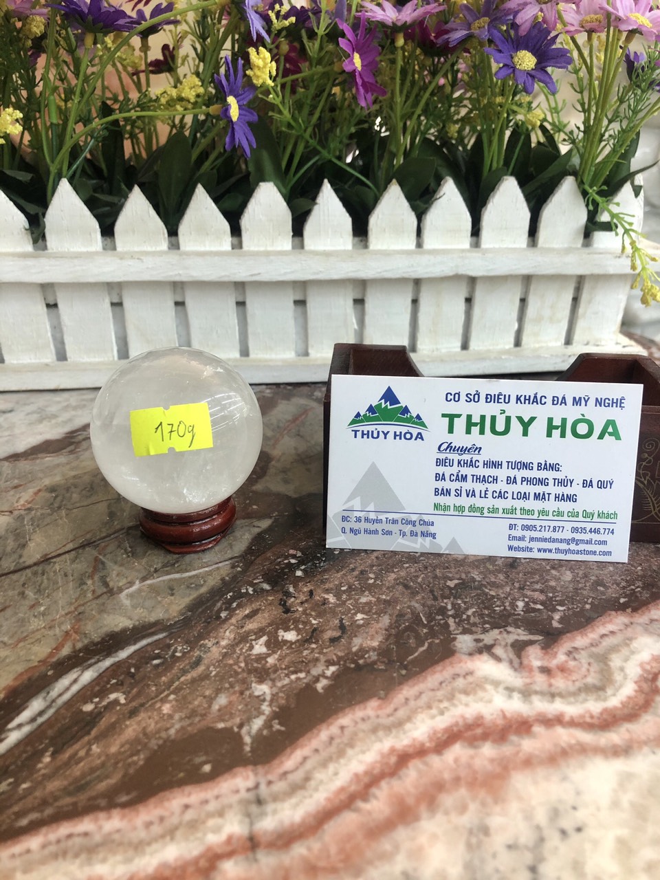 Quả cầu phong thủy đá thạch anh trắng - Đường kính 4,7cm; 4,8cm; 4,9cm; 5cm; 5,1cm và 5,2cm