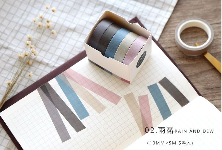 Bộ 5 Cuộn Băng Dính Washi Flowertree Dùng Để Trang Trí E135