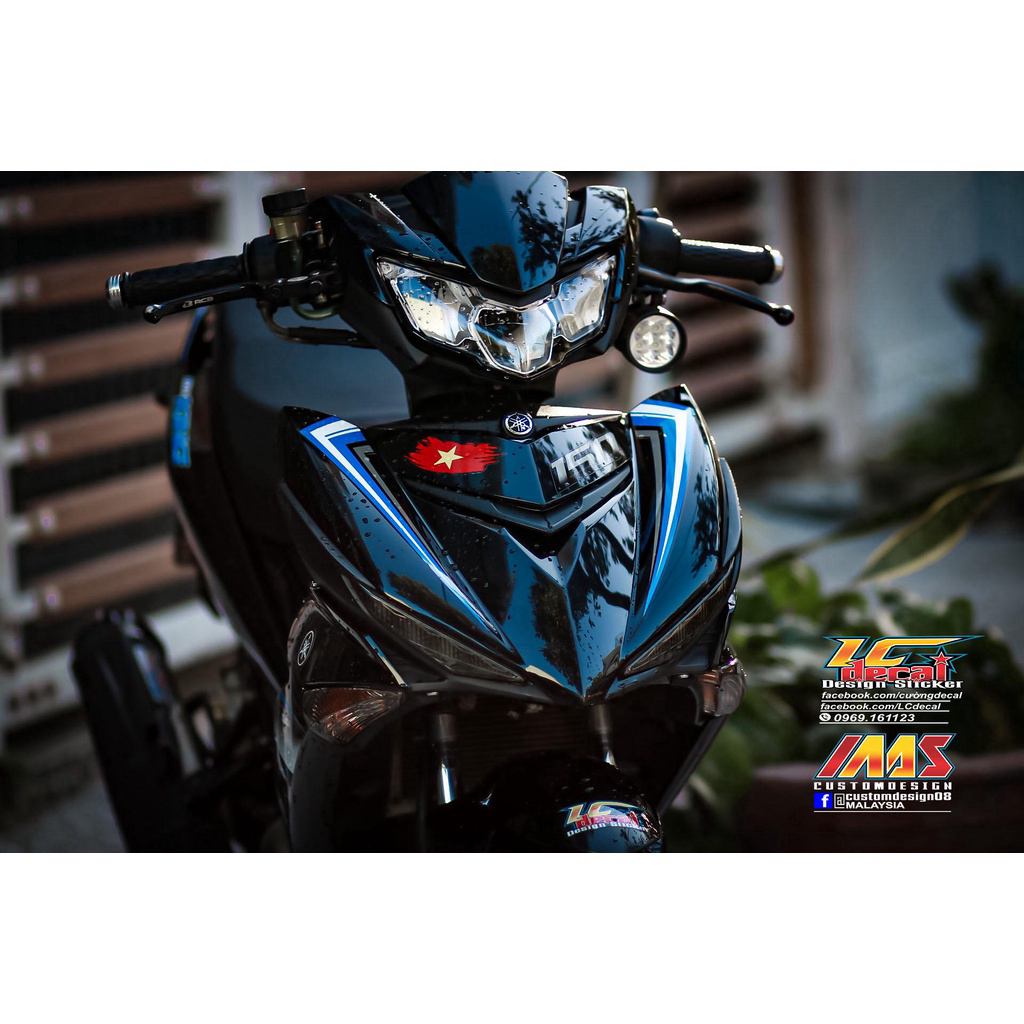Tem rời MX king xanh trắng cho Exciter 150 xe đen