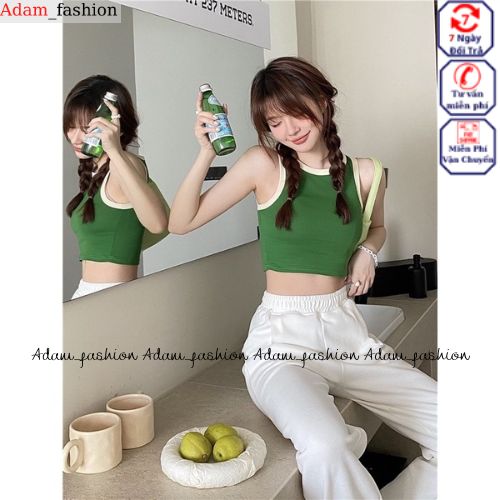 Áo thun nữ crotop viền , áo crotop dáng ngắn viền , áo crotop thun gân nhiều màu Adam_fashion
