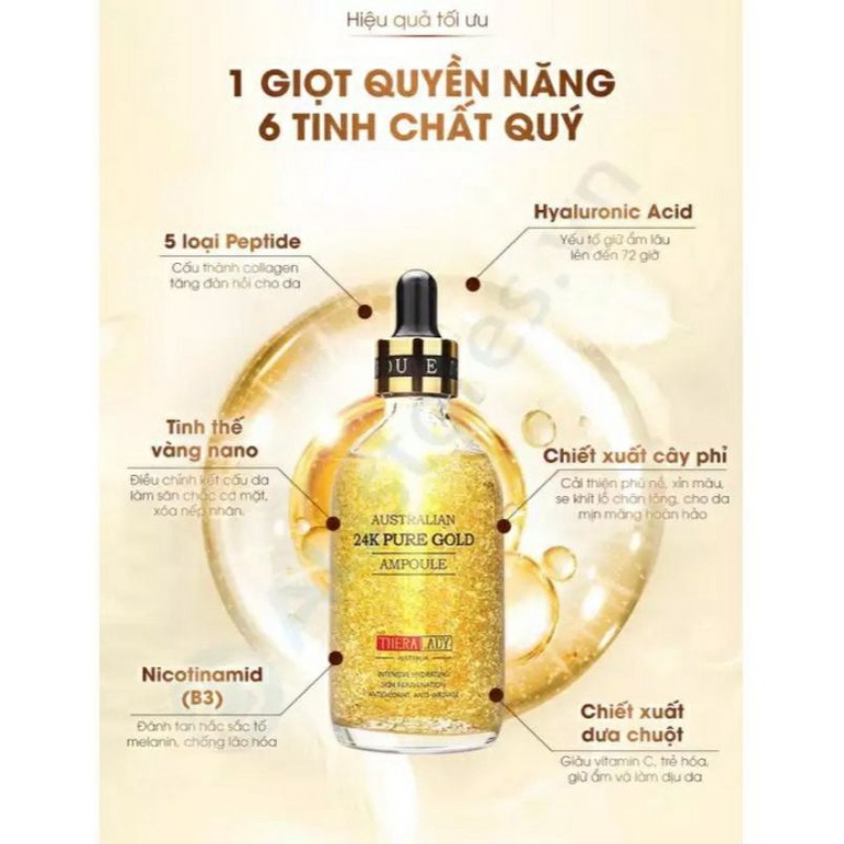 (Tặng thanh lăn) Serum dưỡng da TINH CHẤT 24K Pure Gold Ampoule 100ml