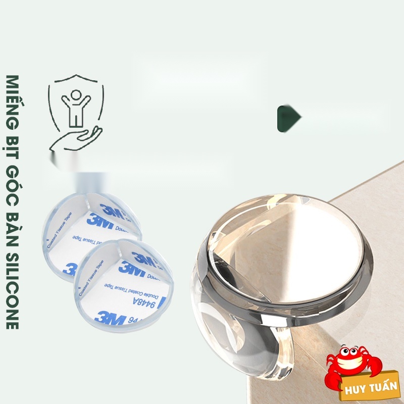 Combo 10 miếng bịt góc bàn, cạnh bàn, góc nhọn, góc vuông bằng silicon trong suốt loại tròn