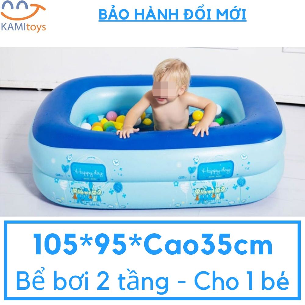 Bể bơi hồ bơi cho trẻ em bé chữ nhật 105x95xCao35cm Tặng Kính bơi cho bé 6