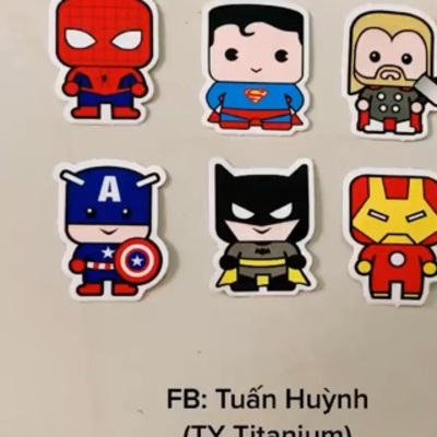 [HCM]COMBO 2 Tem Sticker Siêu Anh Hùng SIZE NHỎ dán nhiều vị trí siêu cool