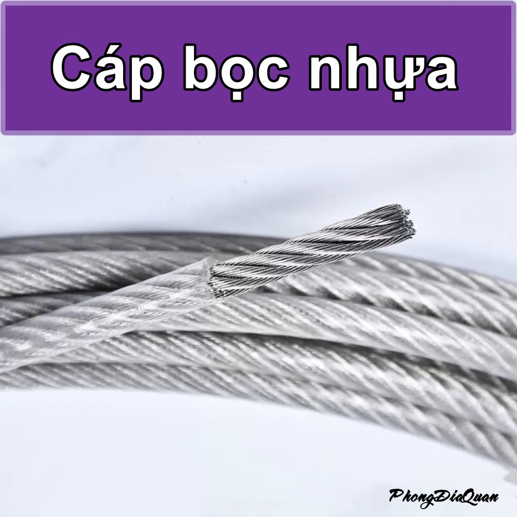 Cáp bọc nhựa đủ size (cáp thép bọc nhựa) - Bán theo mét