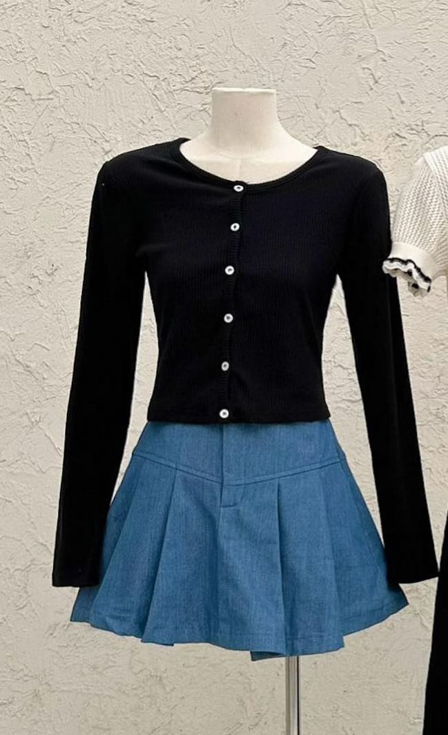 Chân váy COTTA - Chân váy denim xếp ly