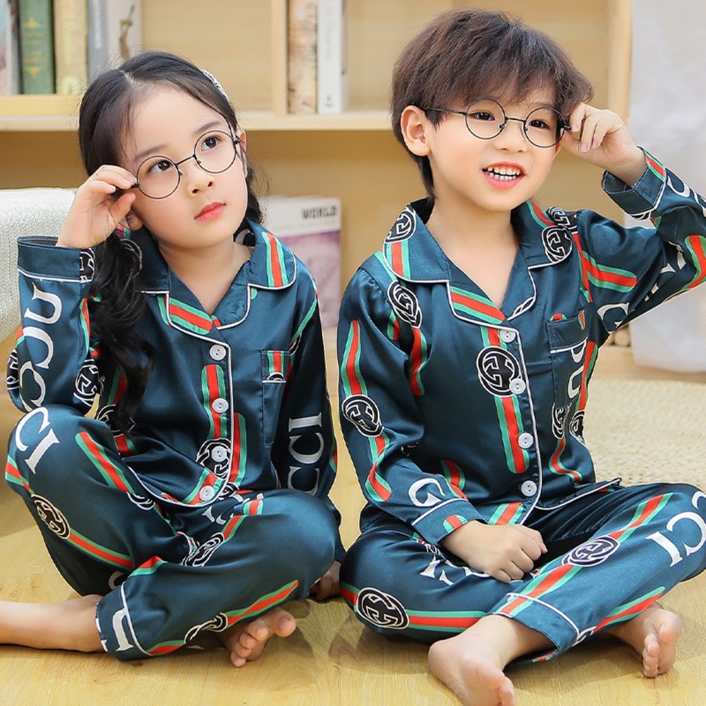Đồ Bộ Pijama Lụa Cho Bé Gái Dài Tay In Hình Mic key Ngộ Ngĩnh, Bộ Đồ Ngủ Cho Bé Chất Lụa Satin Cao Cấp - SUMO KIDS