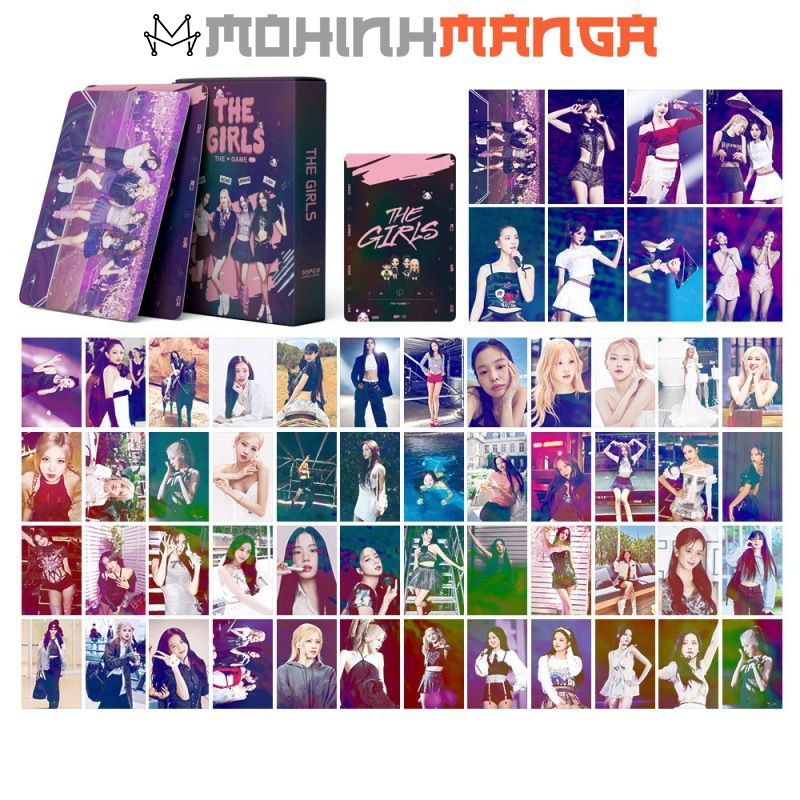 Lomo card bo góc BP hologram hộp 50 thẻ in 2 mặt Lisa Jennie Jisoo Rose có hiệu ứng lấp lánh mẫu mới