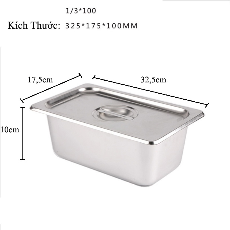 Combo 5 Khay Inox Đựng Thạch Topping Đựng Thực Phẩm GN 1/3