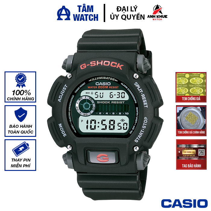 Đồng hồ nam dây nhựa casio g-shock chính hãng anh khuê dw-9052-1vdr