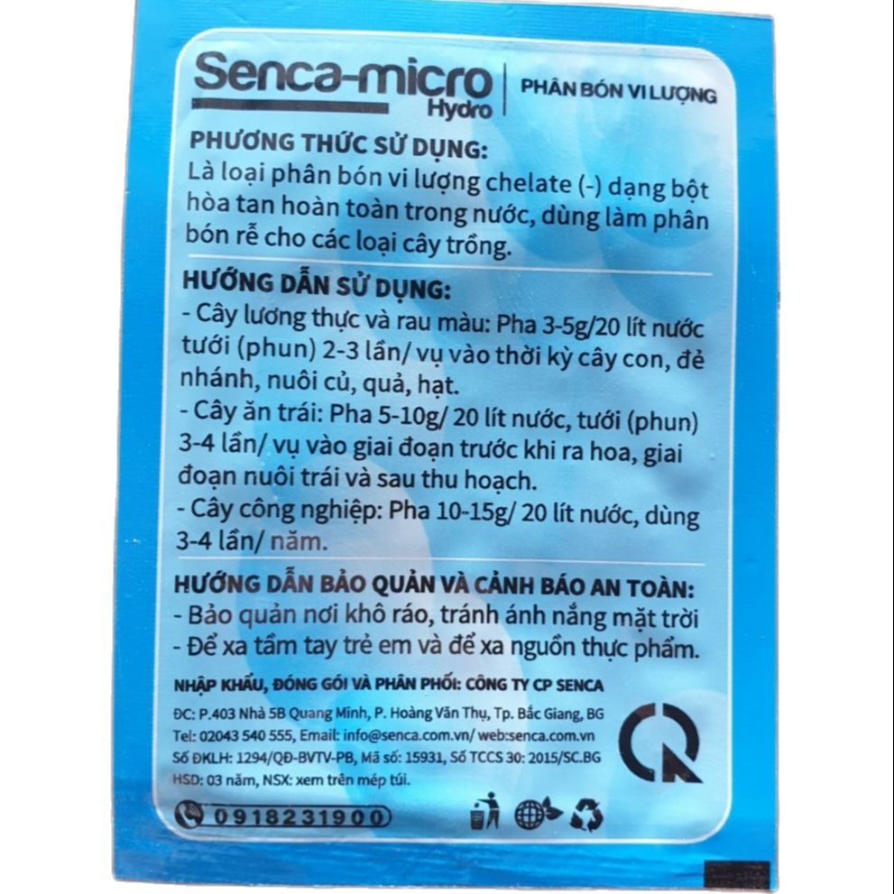 (Combo 5 gói) 💎Phân bón vi lượng Senca - micro hydro.. (2,5g) 🌱
