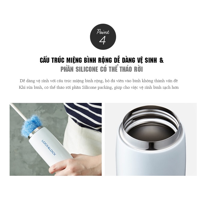 [HCM]Bình giữ nhiệt Lock&Lock Feather Light 450ml LHC4131WB
