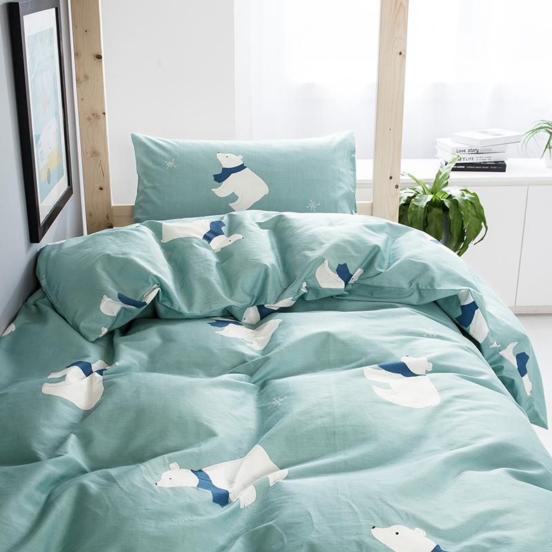 Giản Lược Hoạt Hình 100% Cotton Cả Bộ 0.9/1.2 M Trên Giường Drap Giường Đơn Ký Túc Xá Sinh Viên 100% Cotton Ba Mảnh