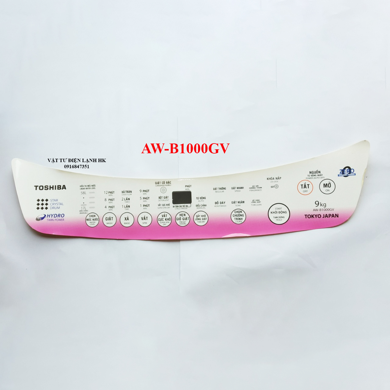 TEM DECAN DÁN MÁY GIẶT Mặt phím số Bảng điều khiển - Toshiba các model