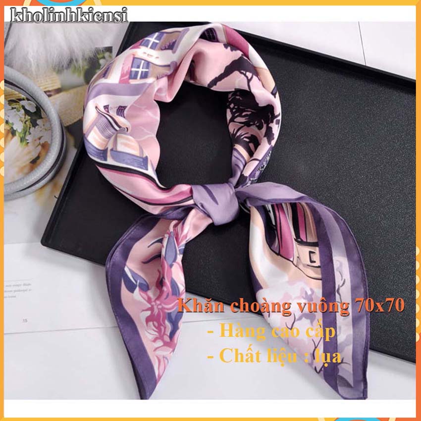 [HCM]Khăn choàng lụa vuông cao cấp at1801- Lụa-satin- khăn choàng cổ điệu đà cho phái nữ
