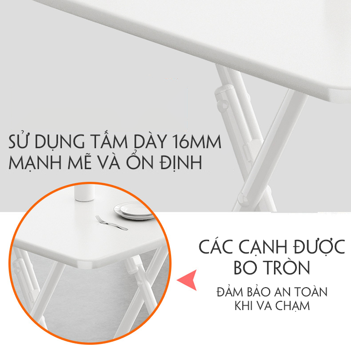 Bộ Bàn Ăn + 4/6 Ghế Gấp Gọn, Thông Minh, Mặt Gỗ MDF Chống Ẩm, Khung Thép Cường Lực Sơn Tĩnh Điện. KT 100x60cm