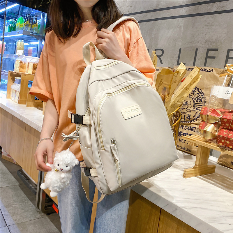 Balo Nữ Ulzzang Đi Học Basic Trơn Unisex Vải Dù Mịn Giá Rẻ BL05