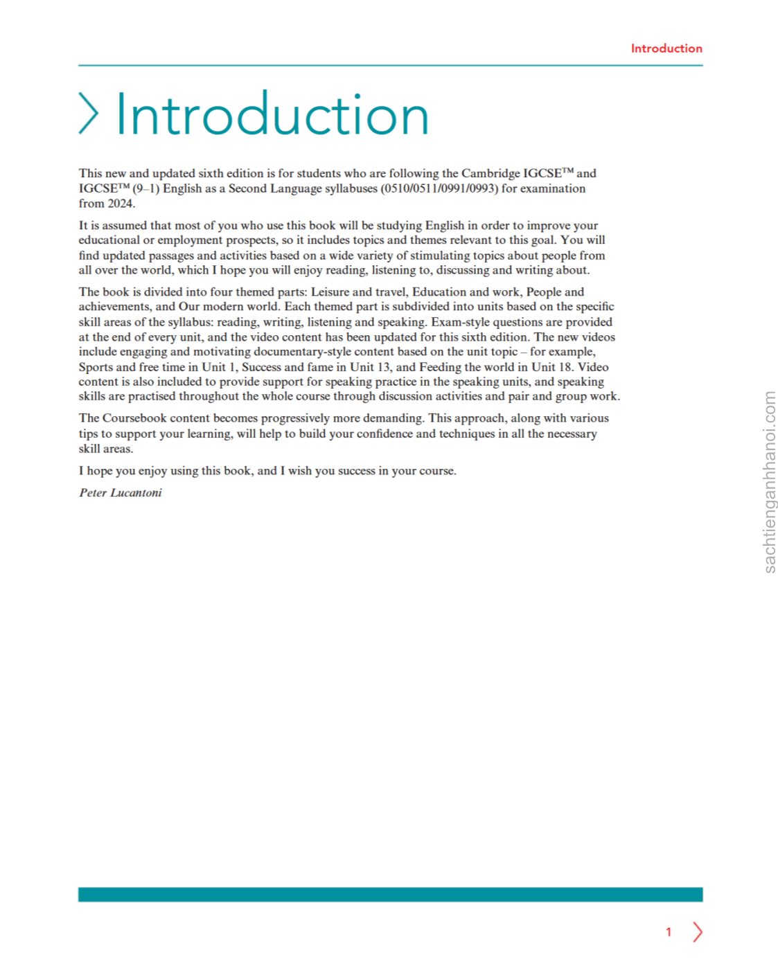 Sách Cambridge IGCSE English as a Second Language (ESL) Coursebook&Workbook 2022 (6th Edition)