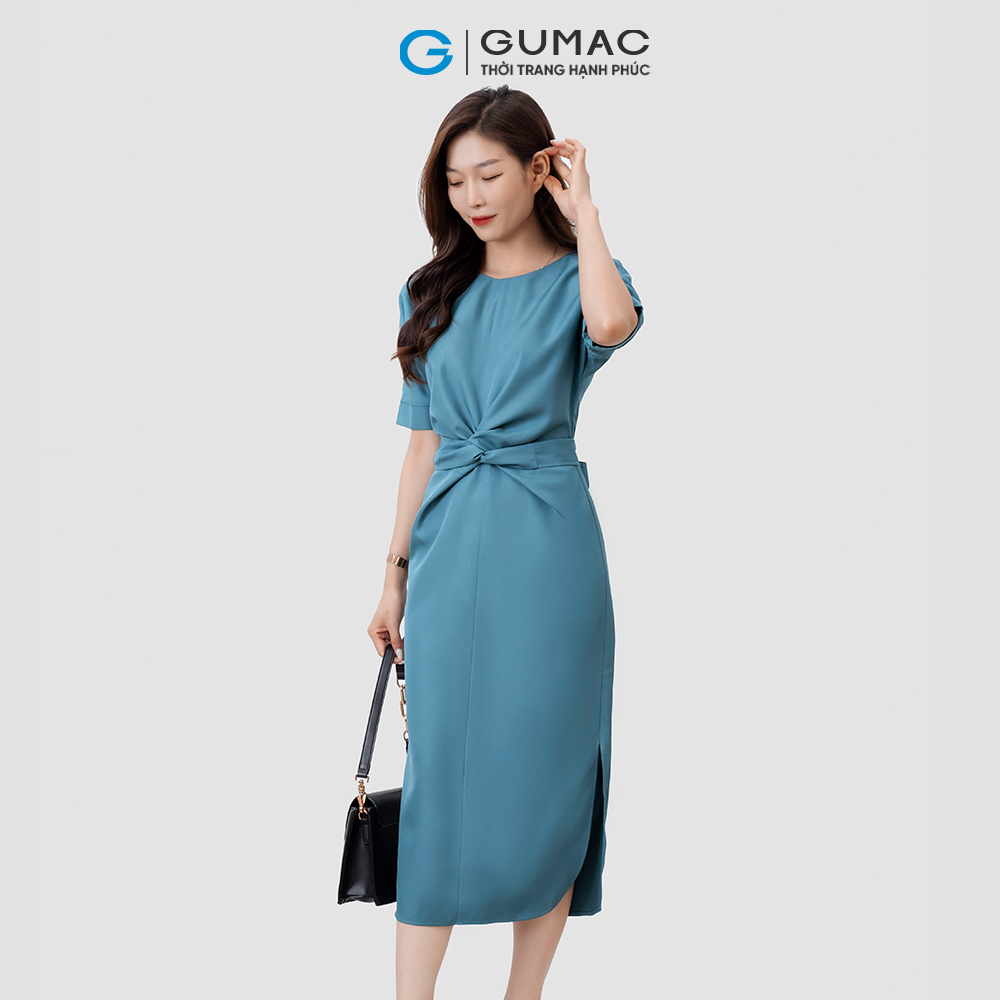 Đầm nữ xoắn eo cột nơ thời trang GUMAC DD03031