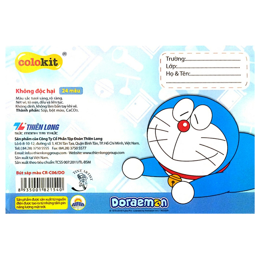 Bút Sáp Màu Thiên Long Colokit Doraemon 24 màu CR-C06/DO Không Độc Hại