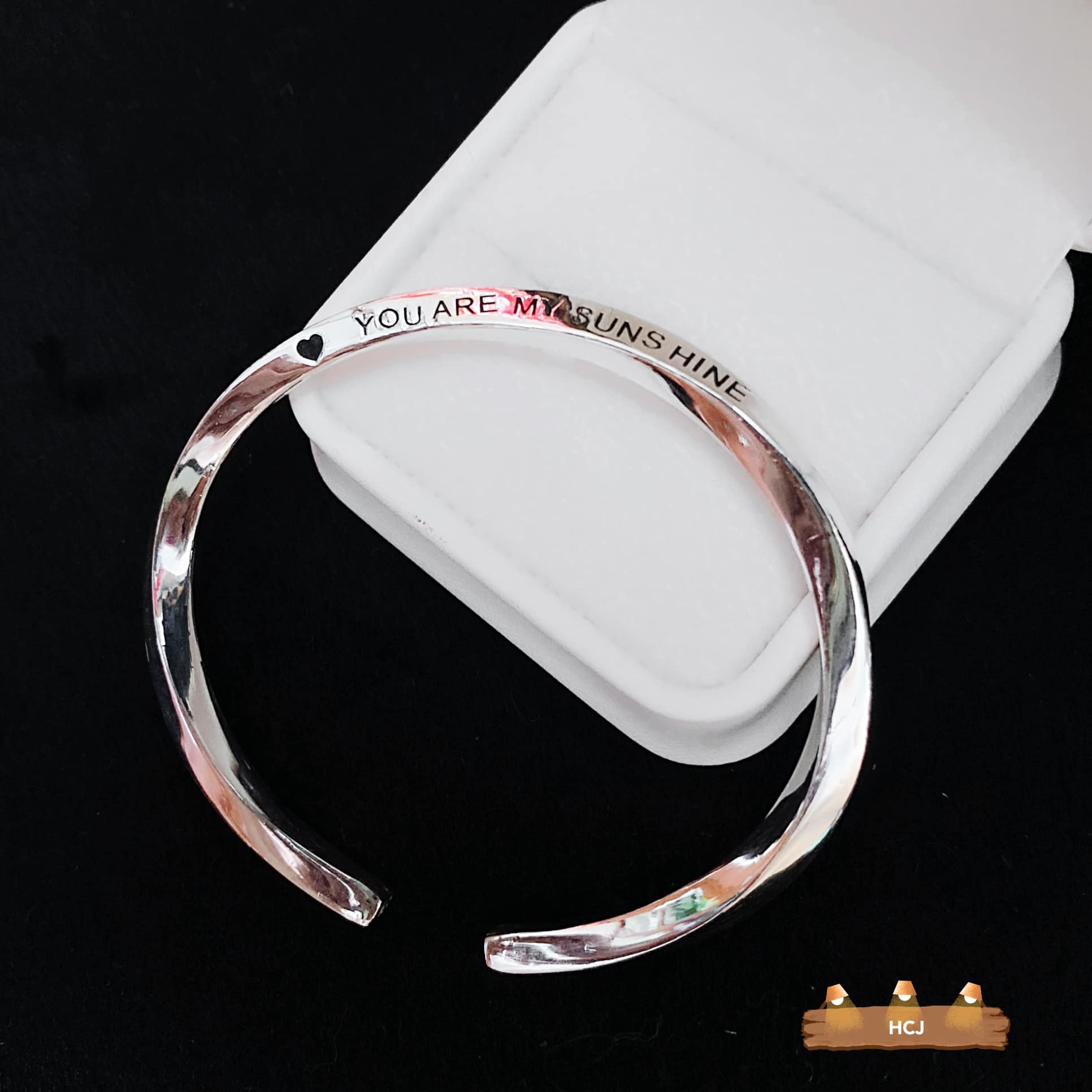 Lắc tay nữ,vòng cứng chữ C bạc cao cấp sáng đẹp trẻ trung,Vàng bạc an chi