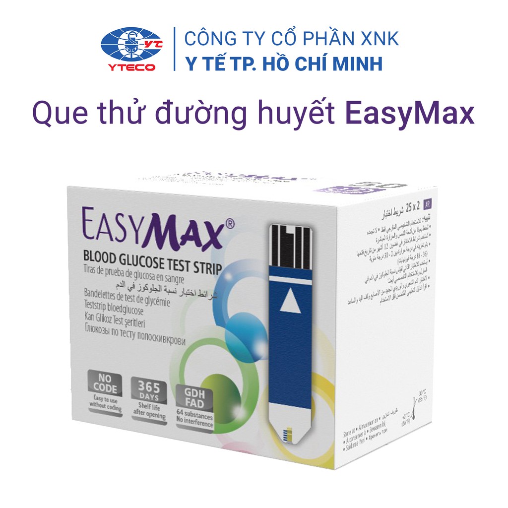 HCM Que thử đường huyết EasyMax - Hộp 25 que