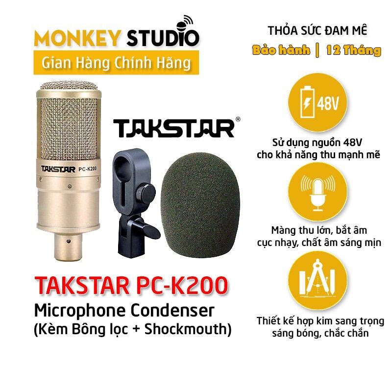 mic thu âm live stream takstar PC-K200 BH 12 THÁNG