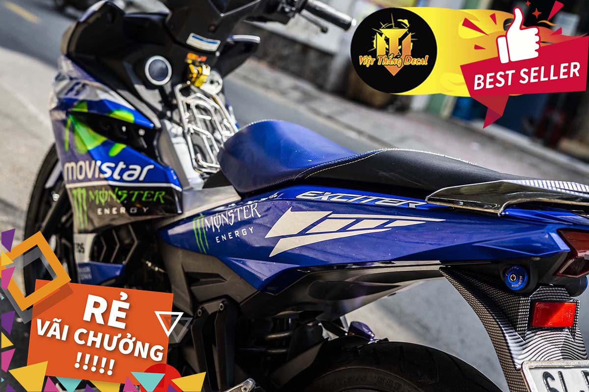 Tem Trùm Exciter 150 Movistar GP Độ Chế Decal (Xanh Đen)