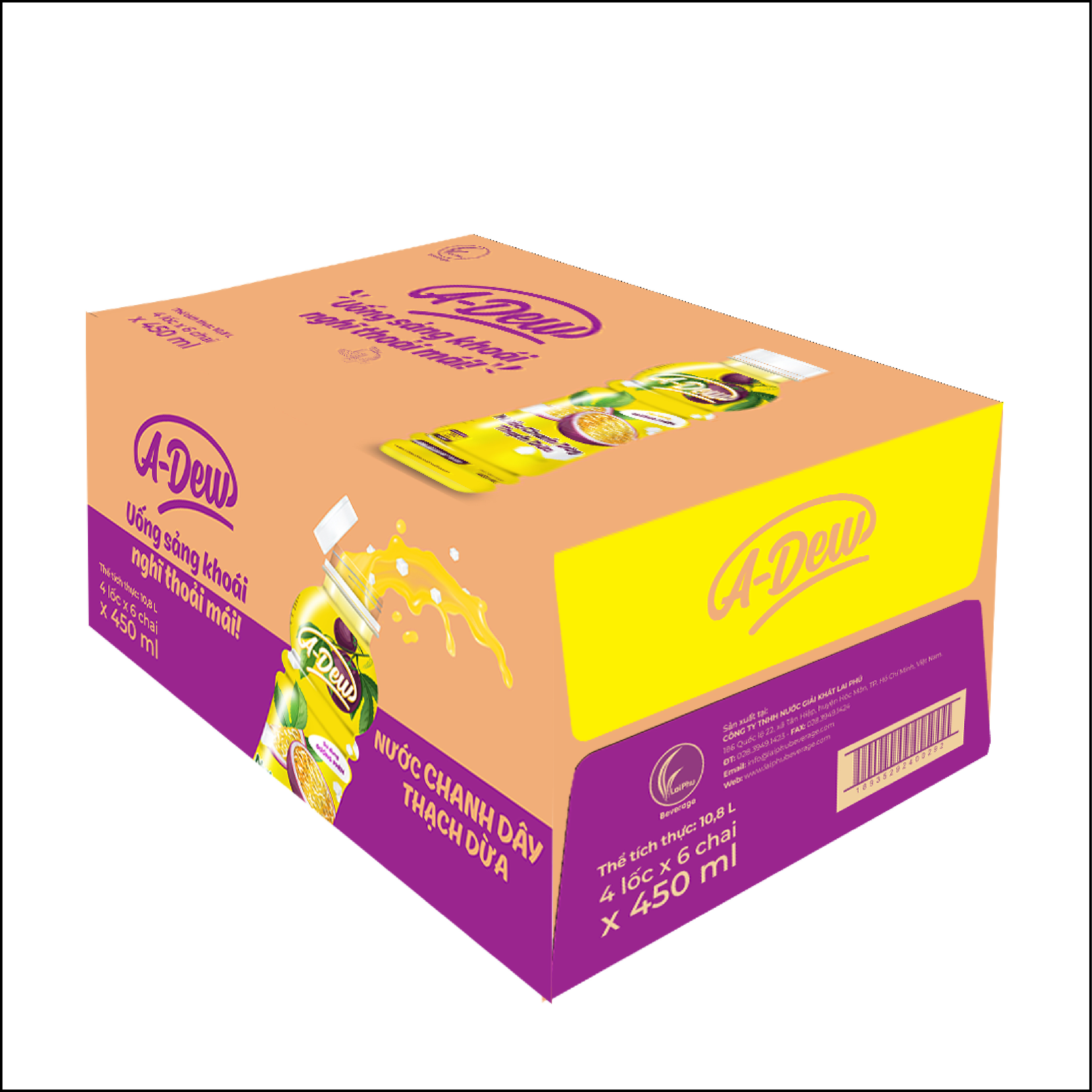 Nước Chanh Dây Thạch Dừa A-Dew 450ml (Thùng 24 chai)