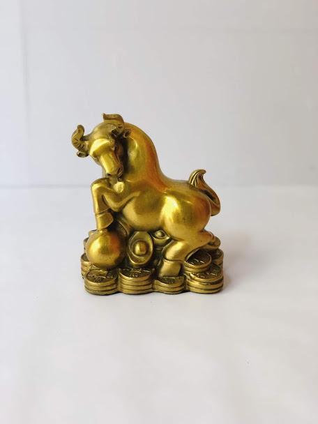Tượng trâu đồng phong thủy cao 12cm