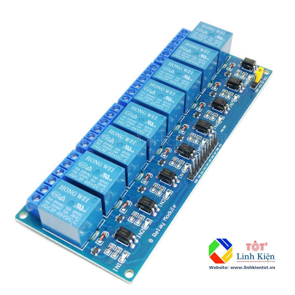 Module Relay 8 Kênh 5V/ 12V 220V 10A - Opto Cách Ly
