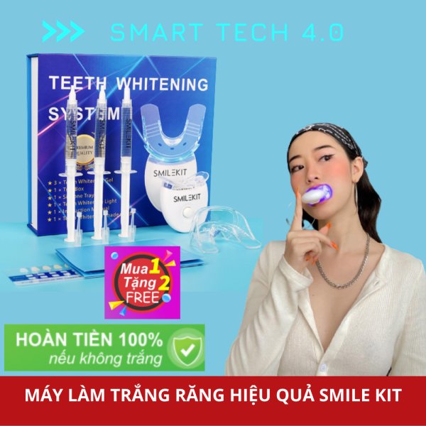 Máy làm trắng răng hiệu quả Smile Kit thế hệ mới 2021 - Bộ Kit làm trắng răng không hiệu quả hoàn lại tiền 100% - Máy tẩy trắng răng bằng kem tại nhà cực đơn giản, hết ố vàng, răng trắng sáng tự nhiên, hơi thở thơm mát