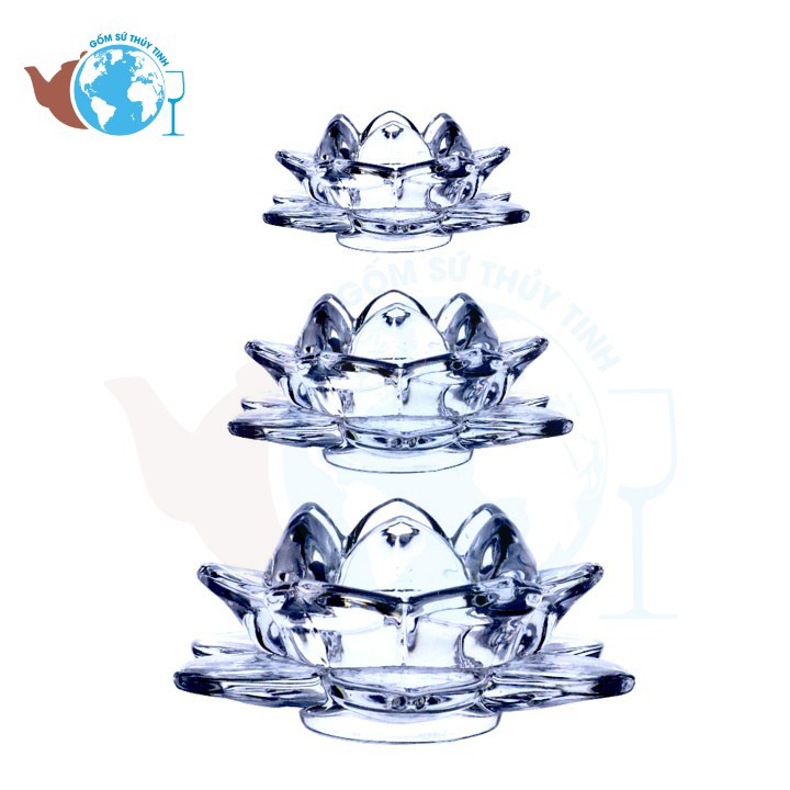 Đế nến/ Chân nến thủy tinh hoa sen nhỏ