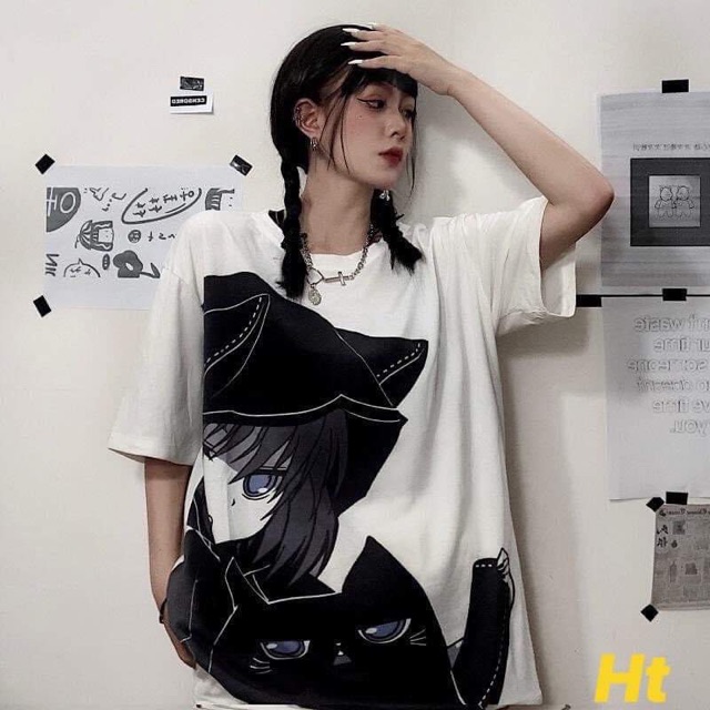 Áo cô bé mũ mèo ngắn tay HT11