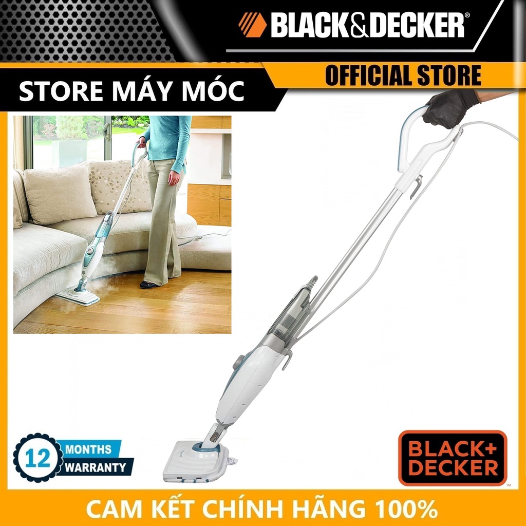 Máy lau sàn hơi nước 1600w 350ml black & decker fsm1620-b1- hàng chính hãng