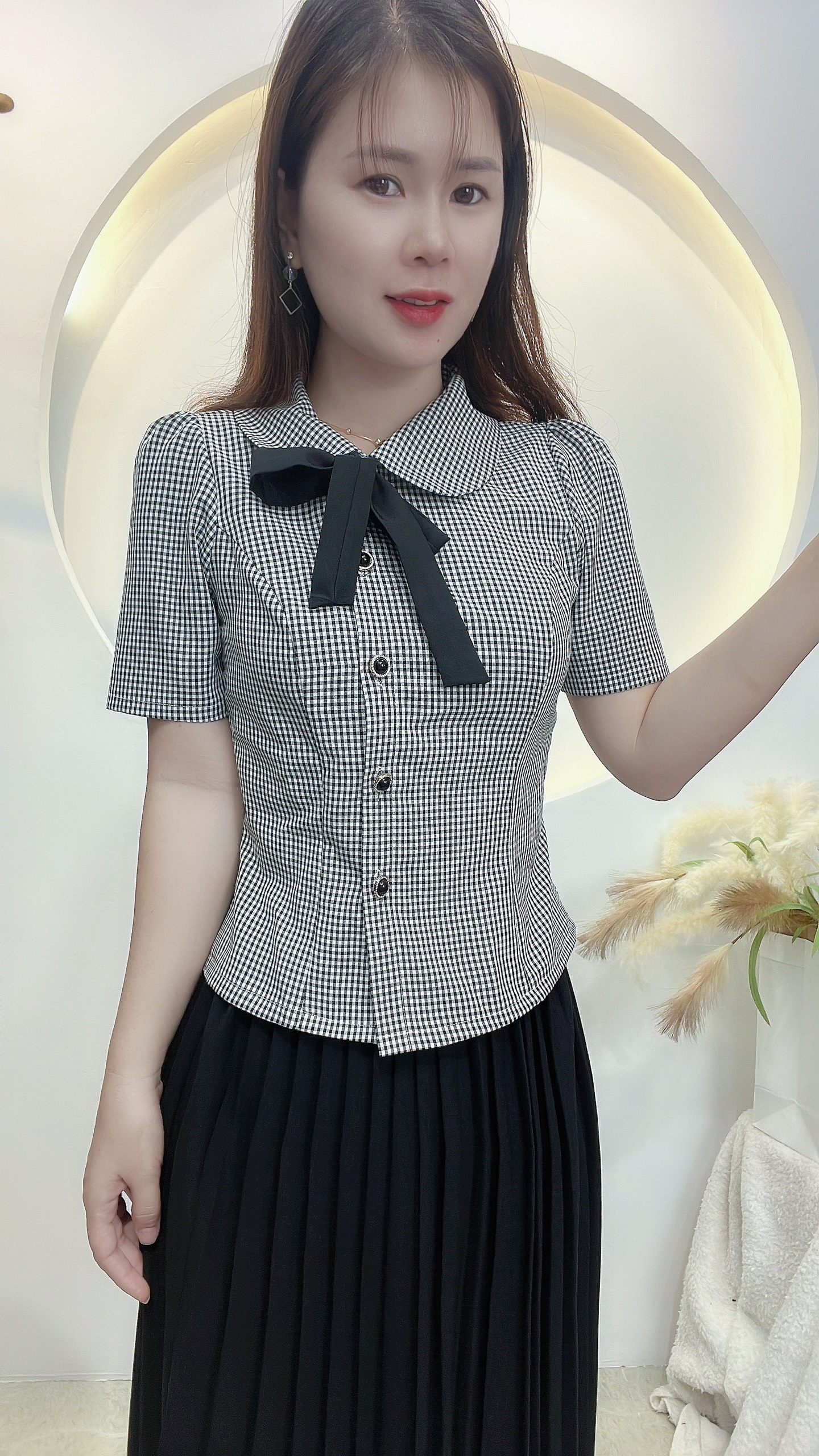 ÁO KIỂU CÔNG SỞ SỌC CARO DỄ THƯƠNG