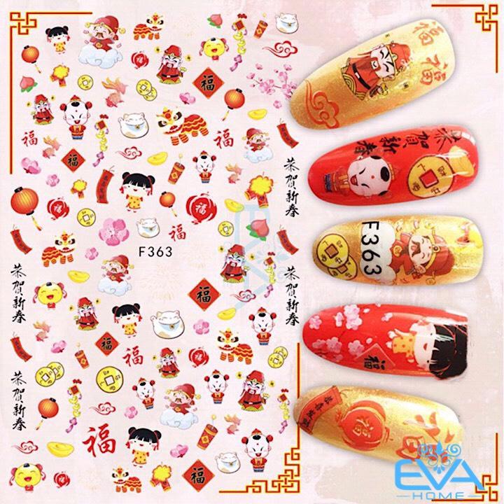 [HCM]Miếng Dán Móng Tay 3D Nail Sticker Tráng Trí Hoạ Tiết Tết Đón Xuân F363