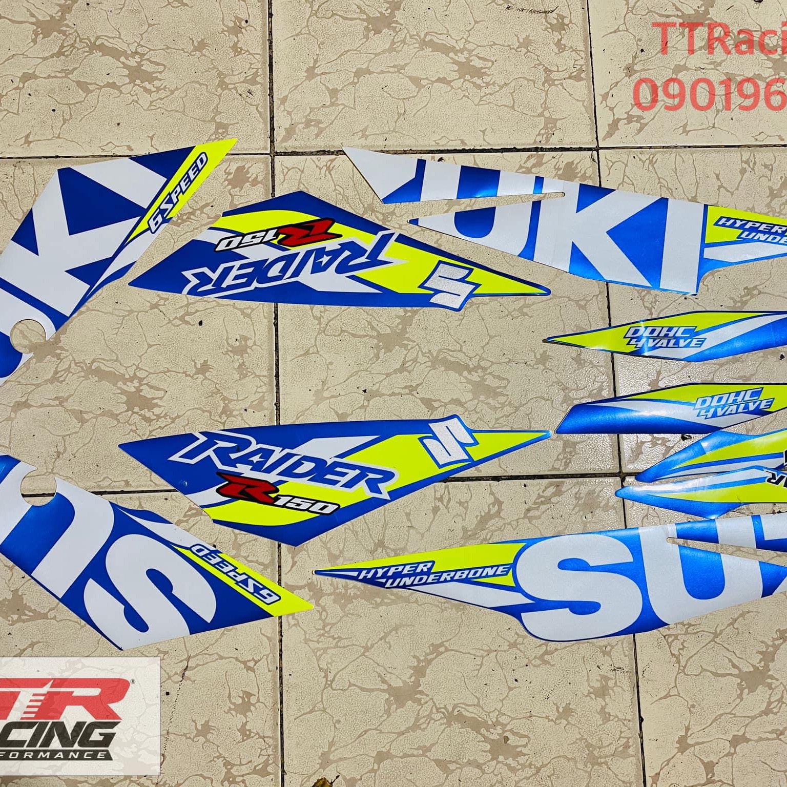 [HCM]Tem Suzuki Raider xanh GP 2018