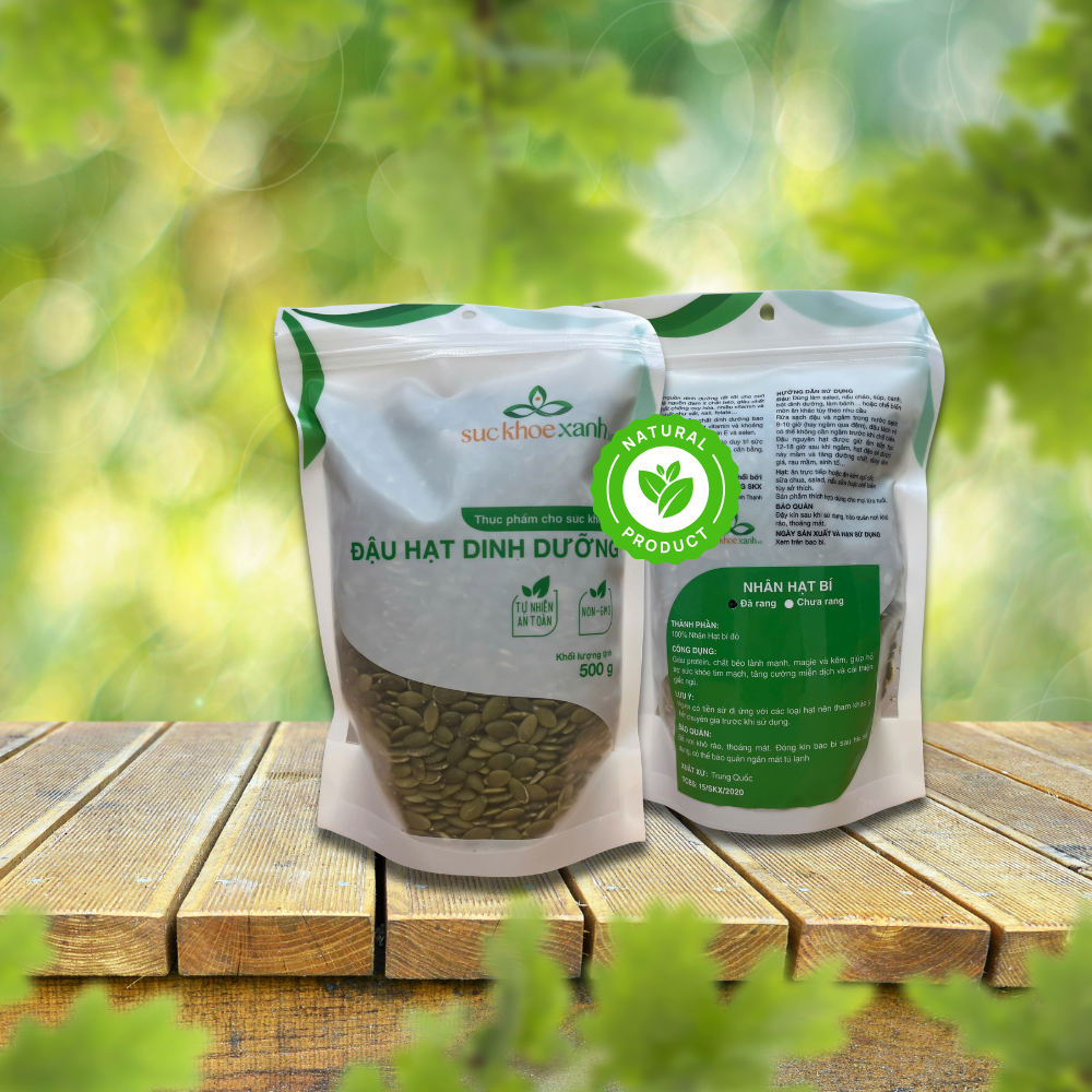 Nhân Hạt Bí Ăn liền Trung Quốc 500g Sức Khỏe Xanh – Hạt Ăn Vặt Thực Dưỡng -Ăn Kiêng Eat Clean -Hỗ Trợ Giấc Ngủ