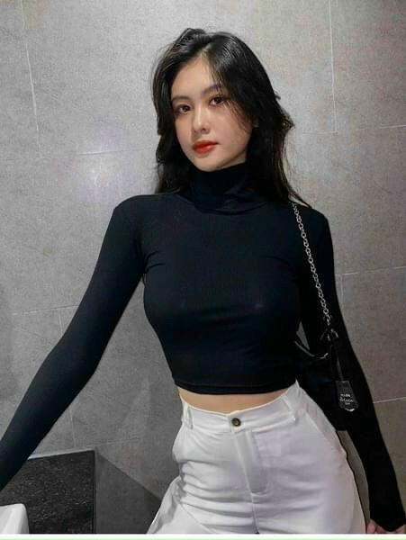 Áo croptop cổ lọ tay dài siêu đẹp cho cô nàng cho cô nàng năng động