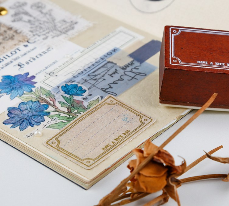 Con dấu gỗ khung viền vintage chất lượng Be Tiny Stationery