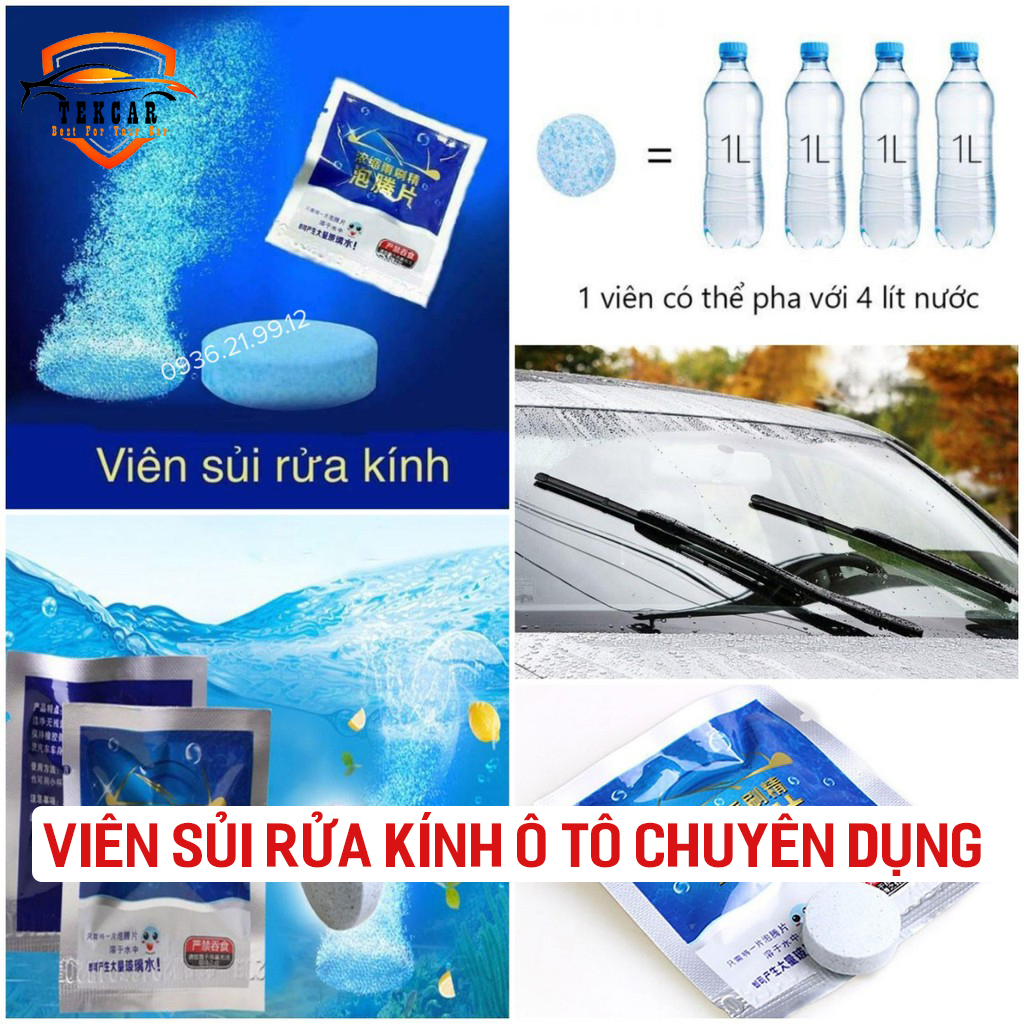 Effervescent tablets water wash auto glass easy to use, tablets xủi compression cleansing care glasses driving Oto, car