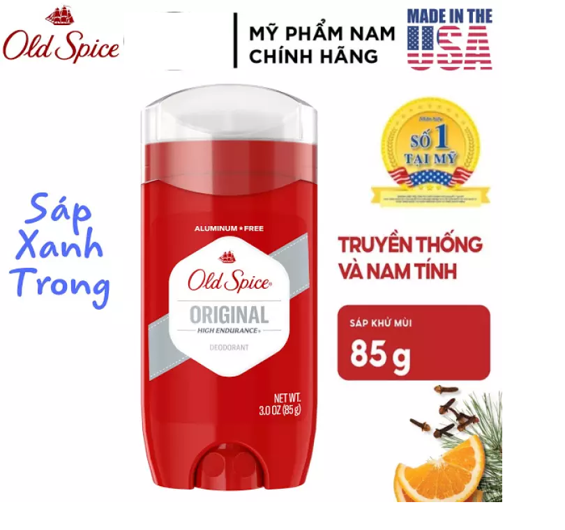 [USA] Lăn sáp khử mùi nam Old Spice Original Đỏ 85g (sáp xanh trong) High Endurance - Mỹ