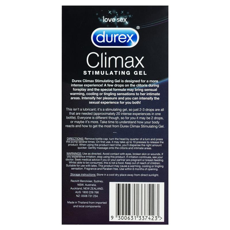 DUREX CLIMAX STIMULATING GEL 10ML Made in Australia