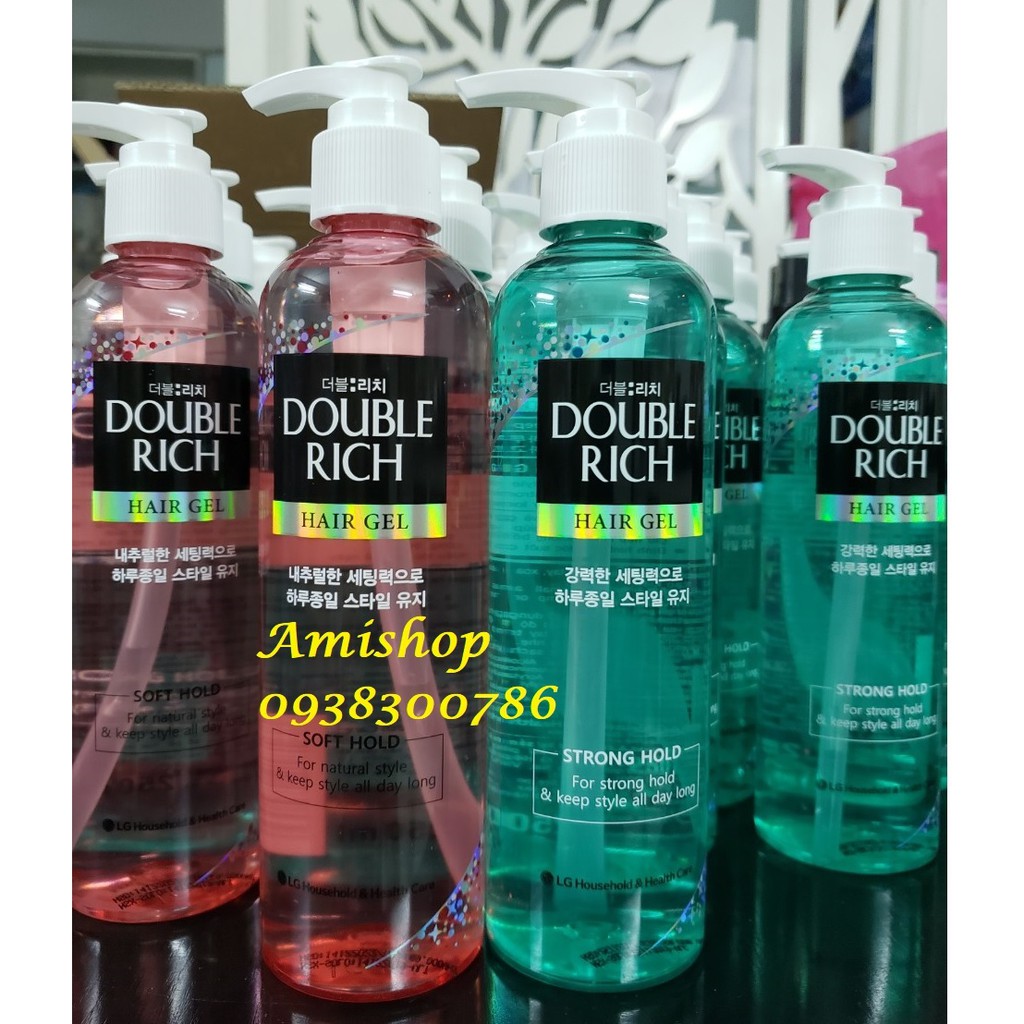 Gel vuốt tóc Double Rich màu xanh - tóc uốn