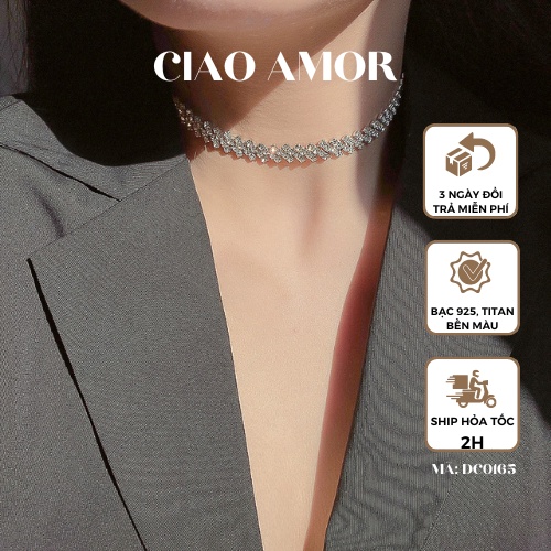 Vòng cổ Choker đá Dây chuyền nữ đính đá lấp lánh dự tiệc sang trọng Trang sức Ciao Amor - MCK1