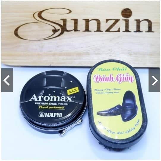 Combo xi đen hàn quốc Aromax + bàn chải đánh giầy PT19