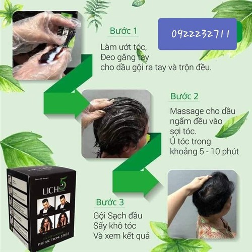 Combo Dầu gội phủ bạc Lich5 + Dầu gội đen tóc hà thủ ô [cặp đôi hoàn hảo cho ng tóc bạc]