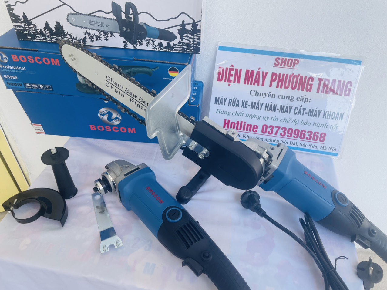 Combo máy mài kèm lưỡi cưa xích cắt cây